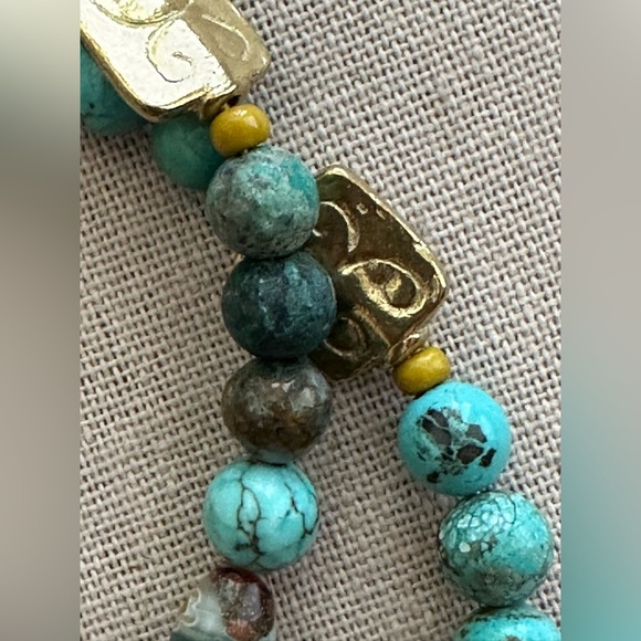 24 inch African inspired Colorful brass bead necklace NWOT - Picture 6 of 13